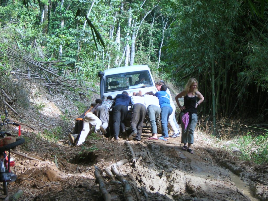 Vehicles can get stuck in the mud on the way to the hospital (MAF: John Gorenflo)