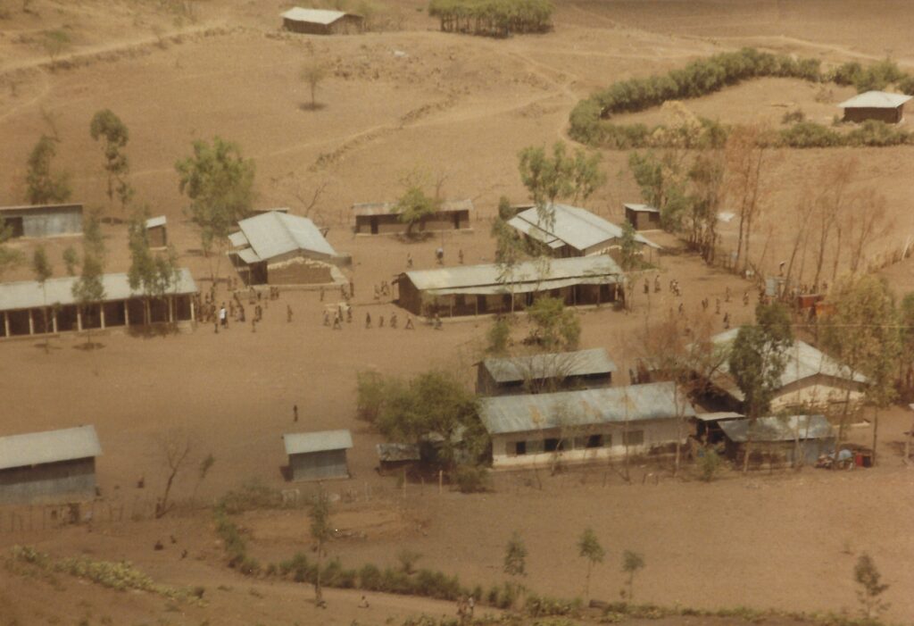 Keith and Will fly the BBC crew over Alamata Feeding Camp (credit: Keith Ketchum)