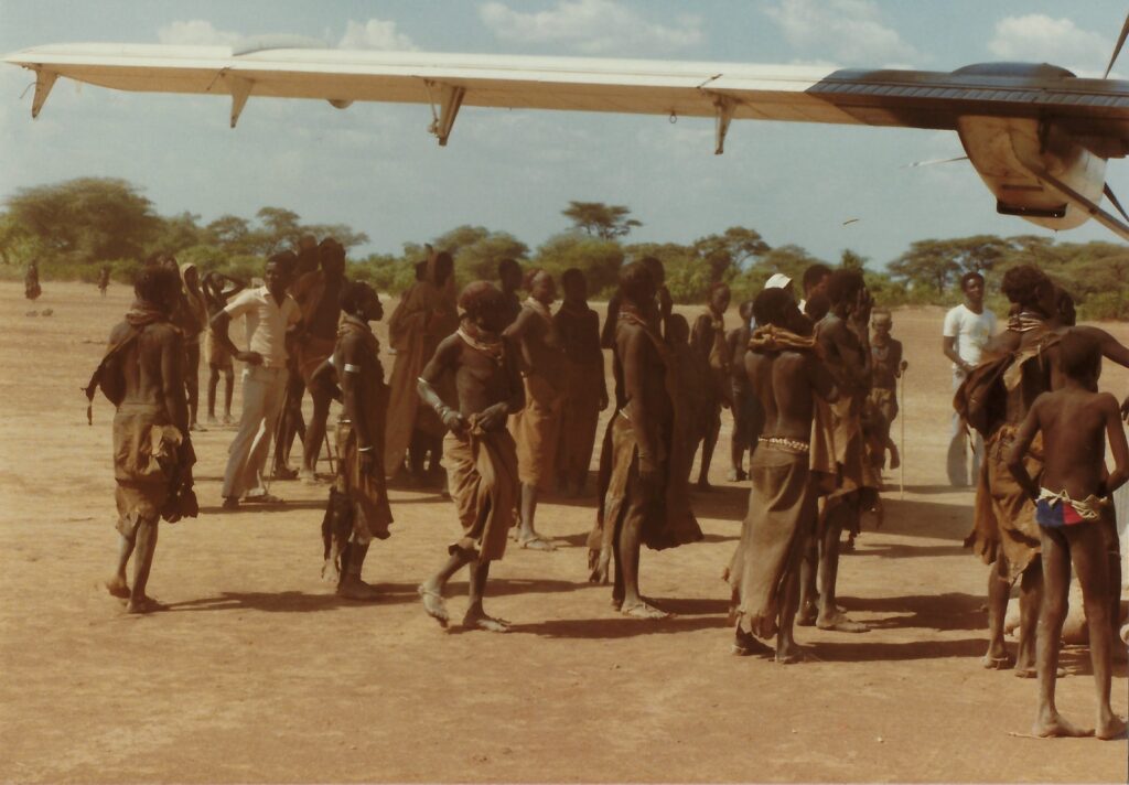 The crew deliver food to Bume Feeding Camp in southwestern Ethiopia (credit: Doug Dyck)