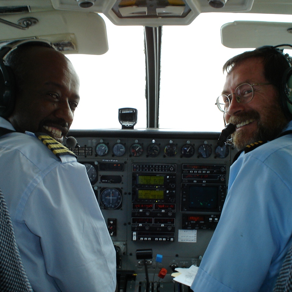 Solomon Gizaw (L) now runs Abyssinian Flight Services in Ethiopia (credit: Keith Ketchum)