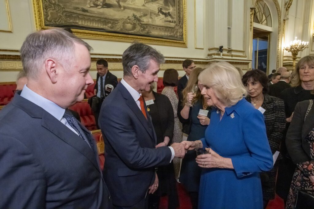 MAF’s Max Gove (centre) meets Queen Camilla for the first time (credit: IJP Event Photos)