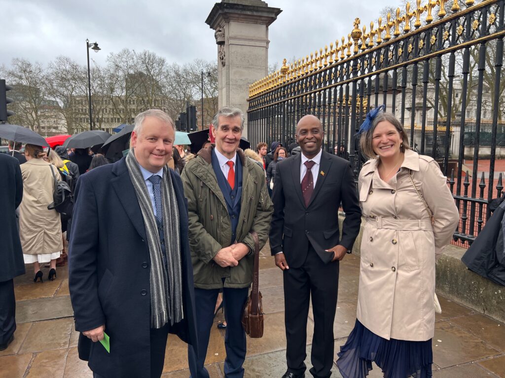 The team congregates outside Buckingham Palace before heading in (credit: Donovan Palmer)