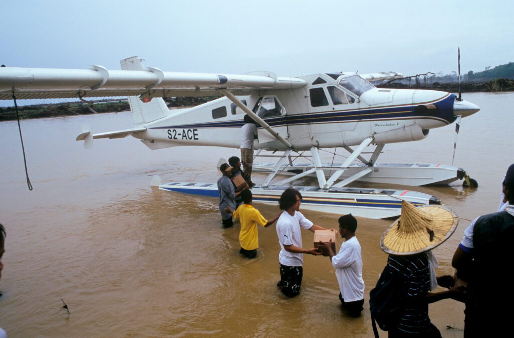 Max was able to dispatch MAF’s floatplane in Bangladesh to Aceh in Indonesia (credit: MAF Archive)