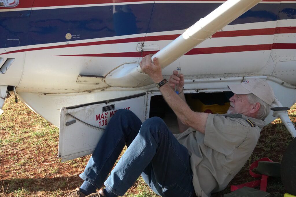 Mark does a pre-flight check ahead of Haydom Lutheran Hospital’s outreach (credit: Jacqueline Mwende)