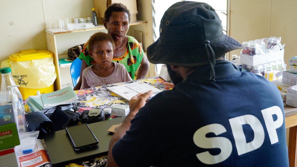 SDP deliver healthcare to isolated communities enabled by MAF’s floatplane (credit: Aquila Matit)