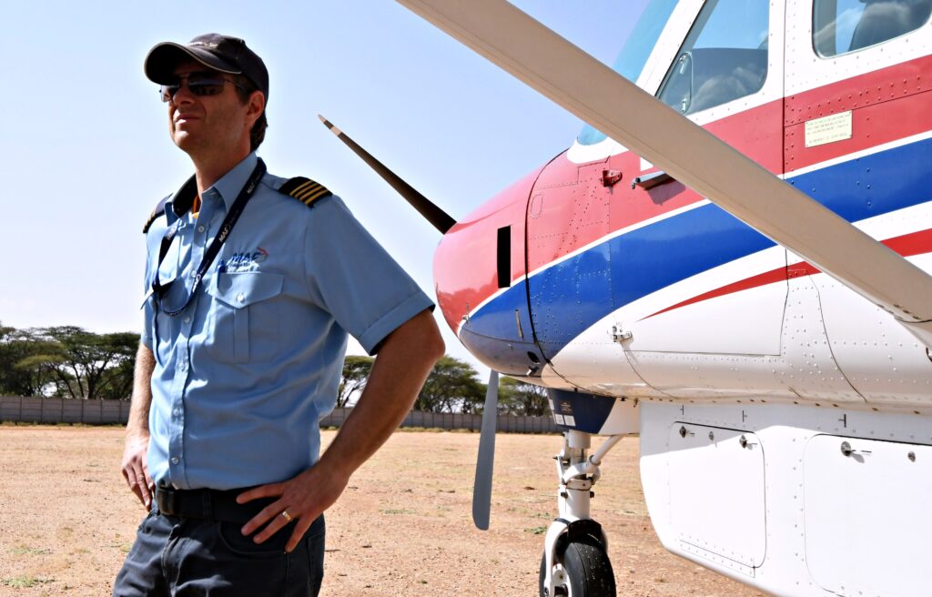 MAF’s Daniel Loewen-Rudgers at Wamba Airstrip in Kenya (credit: Katie Machell)