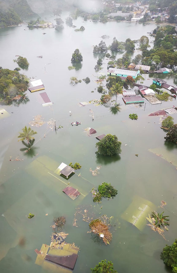 Houses in Northern Guatemala under water following Hurricane Iota