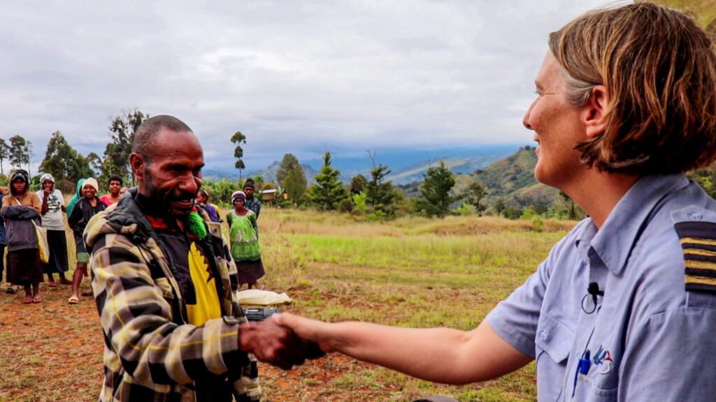 MAF pilot Glenys Watson reunites with her medevac patient John (credit: Kowara Bell)