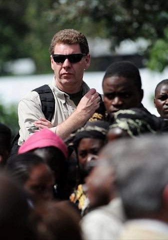 Andy in the DRC in 2013 protecting then Foreign Secretary Lord William Hague (credit: Andy Hedley-Smith)