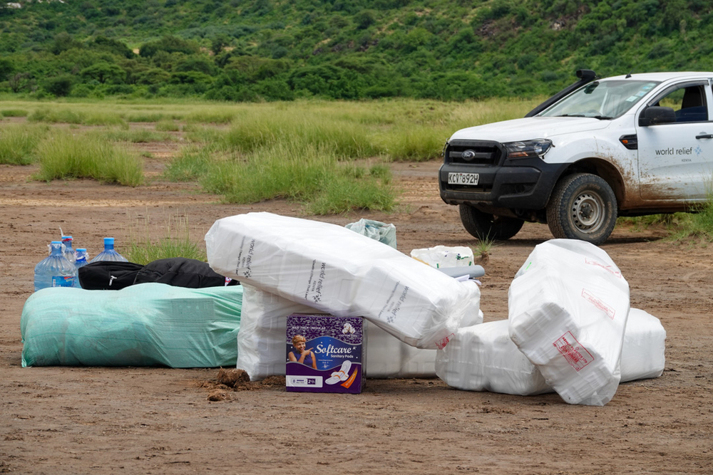 MAF’s cargo comprises of supplies such as sanitary pads and jerry cans (credit: Jacqueline Mwende)