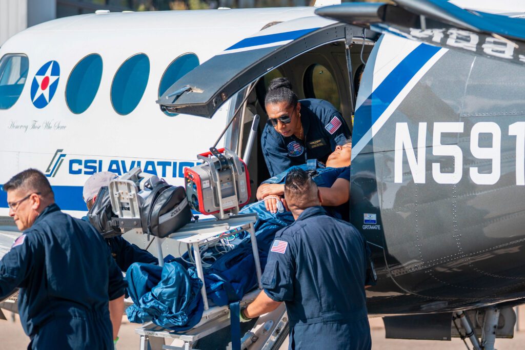 Esther medevacs patients to hospital in America as part of her job (credit: Esther Dii)