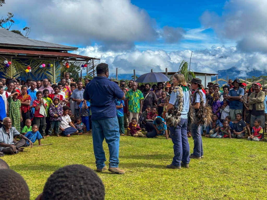 The community holds a ceremony at Sorita Airstrip to celebrate its opening (credit: Alisha Rowley)