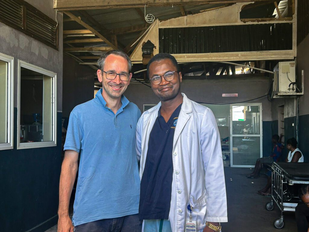 Dr Ted Watts (L) is supporting Dr Fabrice (R) at Bethany Hospital (credit: Gino Antsa Randrianasolo)