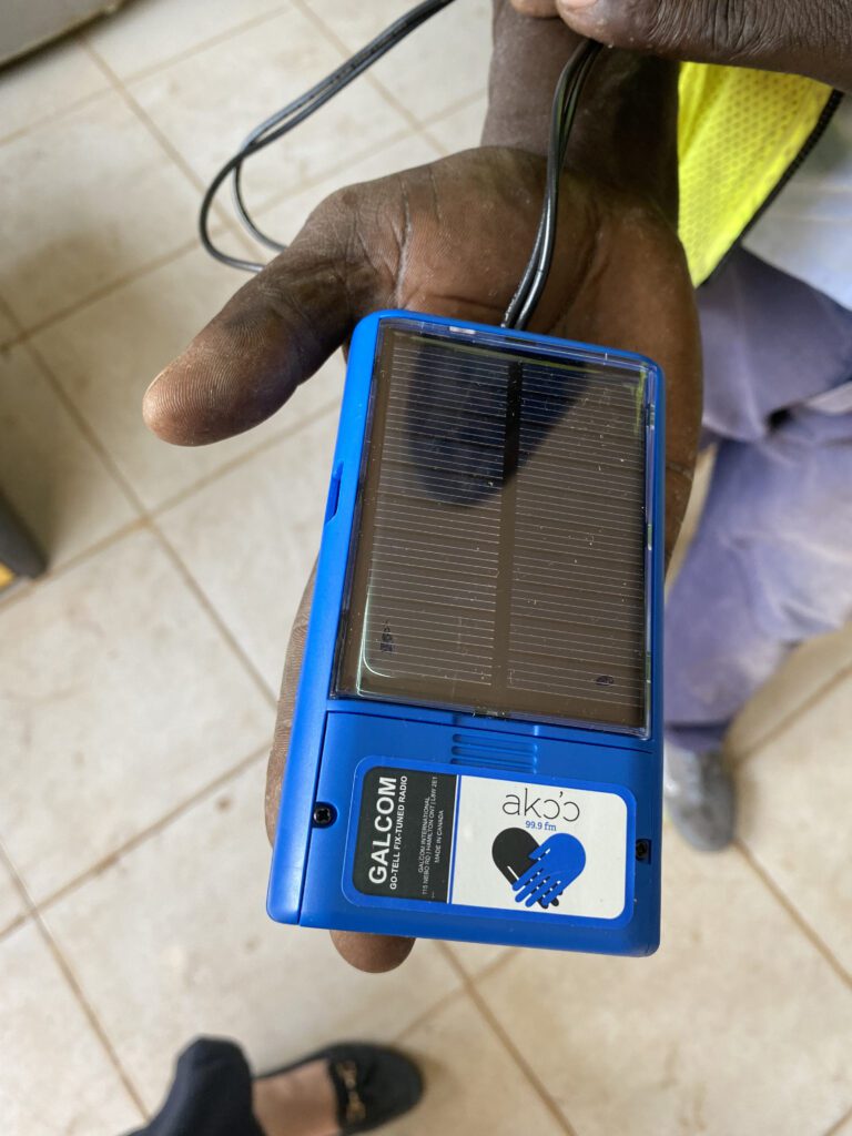 Each radio operates by solar power, so no battery is needed (credit: Jenny Davies)