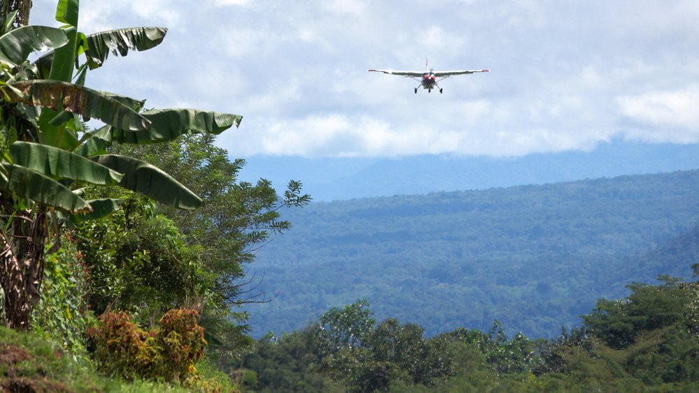 A MAF plane prepares to land in Karimui (credit: Aquila Matit)