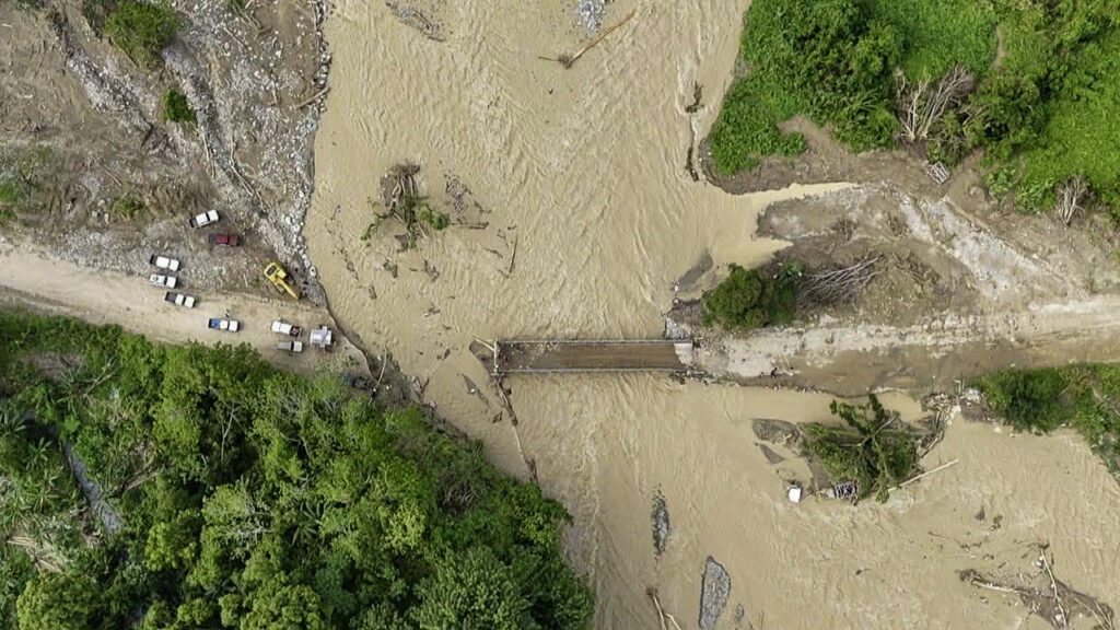 MAF’s aerial survey of destroyed Ramazon Bridge (credit: Aquila Matit) 
